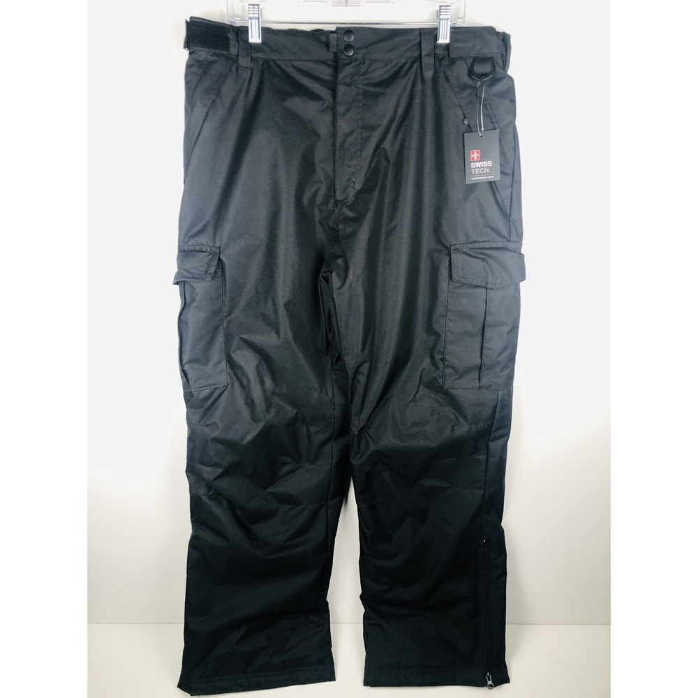 Swiss Tech Mens L 36-38 Black Insulated Ski Snow Pants SM41609Y NWT